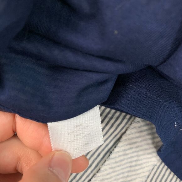 Talbots Skirt Womens 10P Petite Mitered Striped Side Zip A Lined White Navy - Picture 6 of 11